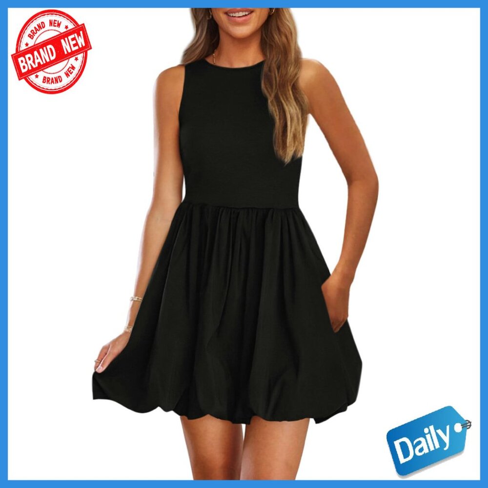 Sleeveless Tank Mini Dress With Pockets - Casual Summer Sundress